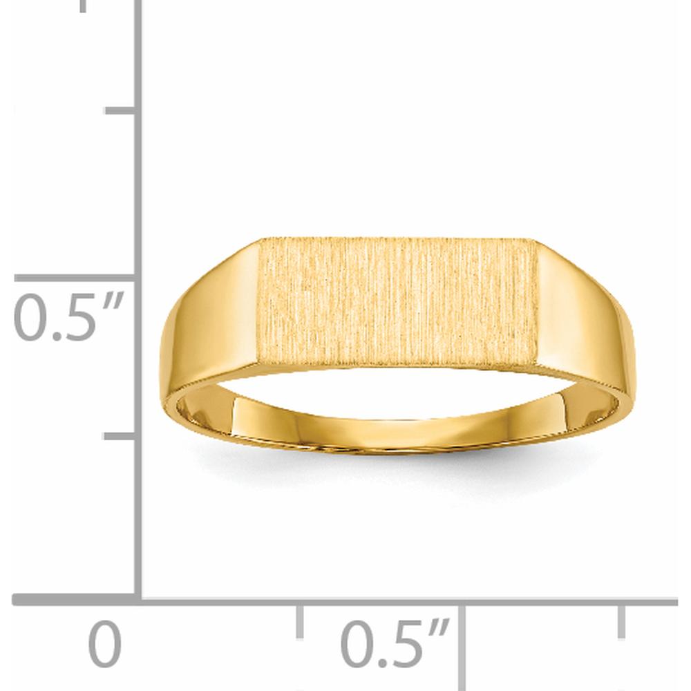 14K Yellow Gold Satin and Polished Finish Closed Back Signet Ring - Customizable, 12mm x 5.5mm Top by 0