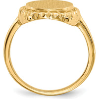 14K Yellow Gold Satin and Polished Finish Signet Ring - Customizable and Engravable by 0