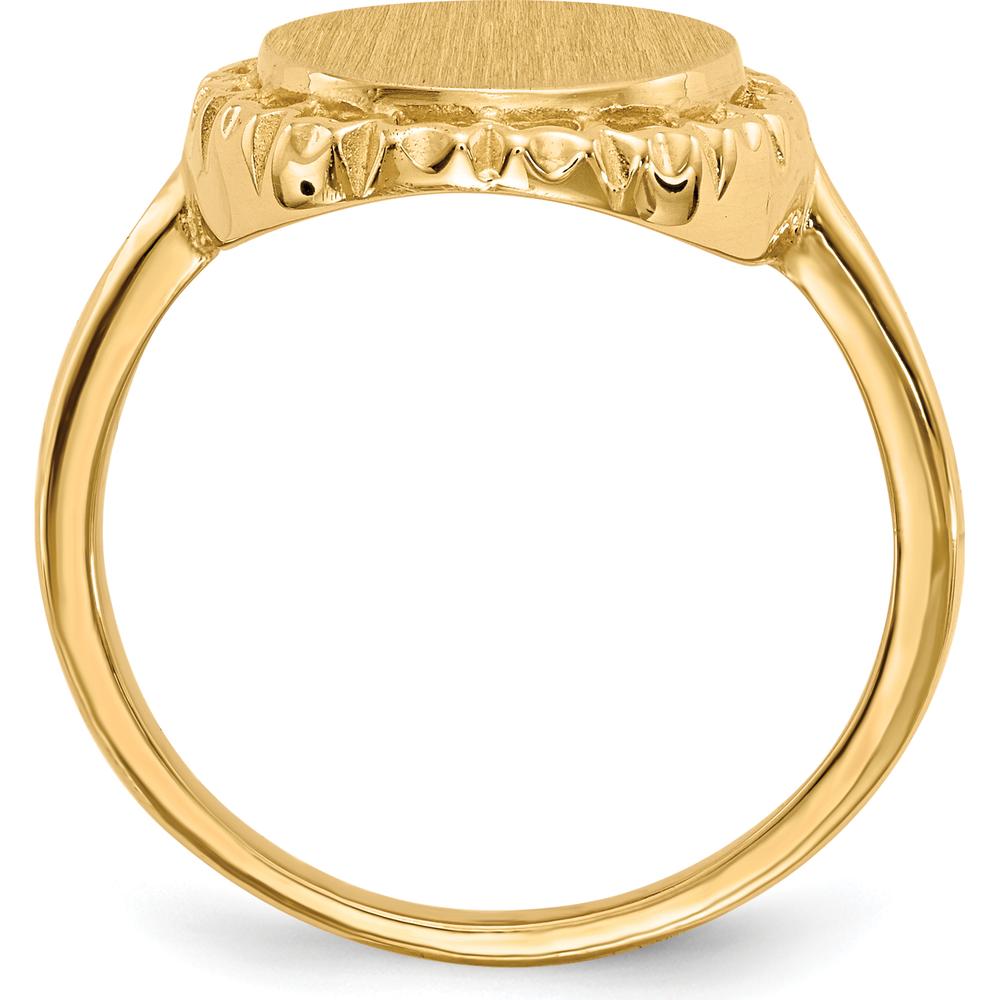14K Yellow Gold Satin and Polished Finish Signet Ring - Customizable and Engravable by 0