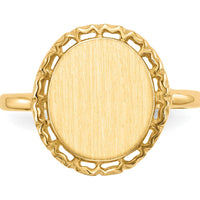 14K Yellow Gold Satin and Polished Finish Signet Ring - Customizable and Engravable by 0