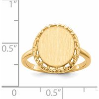 14K Yellow Gold Satin and Polished Finish Signet Ring - Customizable and Engravable by 0