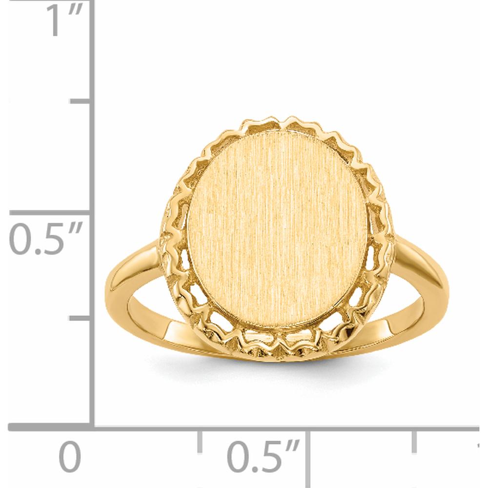 14K Yellow Gold Satin and Polished Finish Signet Ring - Customizable and Engravable by 0