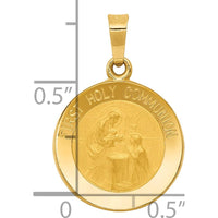 14K Yellow Gold Satin and Polished First Holy Communion Medal Pendant - Religious Keepsake by Oro Pregiato