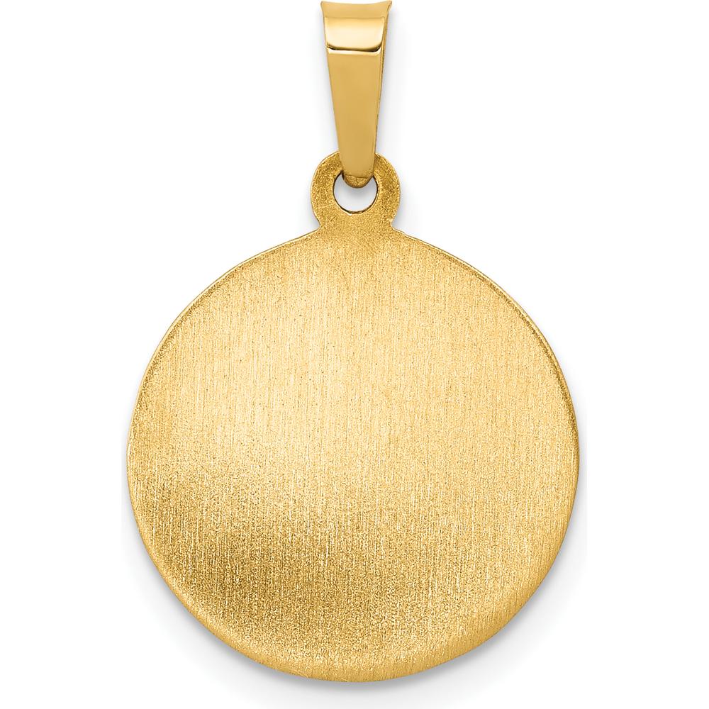 14K Yellow Gold Satin and Polished First Holy Communion Medal Pendant - Religious Keepsake by Oro Pregiato