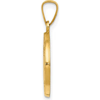 14K Yellow Gold Satin & Polished Guardian Angel Medal Charm - 21.75mm Length by Oro Pregiato