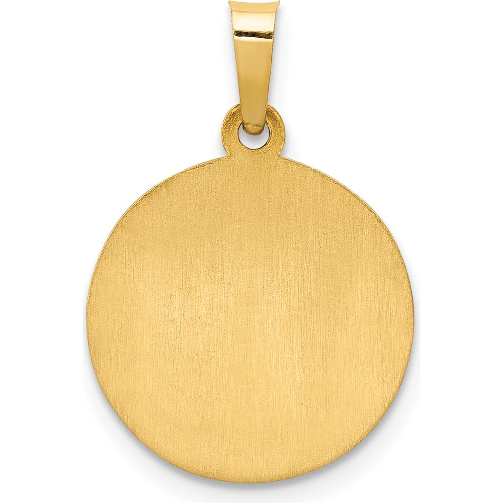 14K Yellow Gold Satin & Polished Guardian Angel Medal Charm - 21.75mm Length by Oro Pregiato