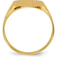 14K Yellow Gold Satin and Polished Men's Signet Ring - Customizable and Engravable by 0