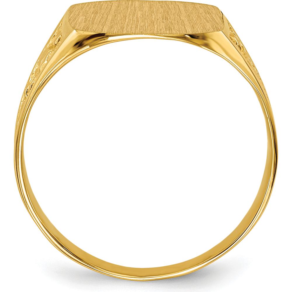 14K Yellow Gold Satin and Polished Men's Signet Ring - Customizable and Engravable by 0