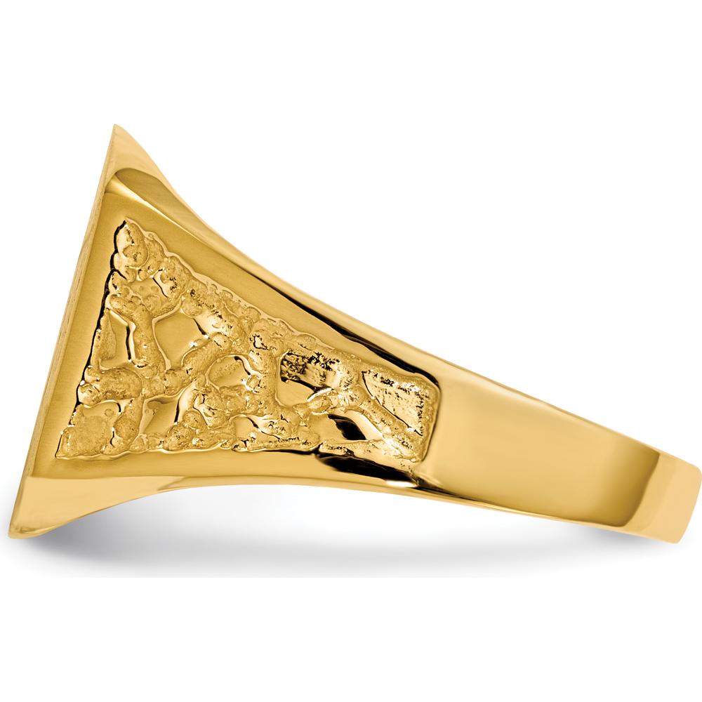 14K Yellow Gold Satin and Polished Men's Signet Ring - Customizable and Engravable by 0