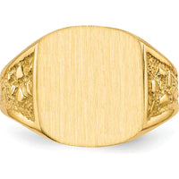 14K Yellow Gold Satin and Polished Men's Signet Ring - Customizable and Engravable by 0