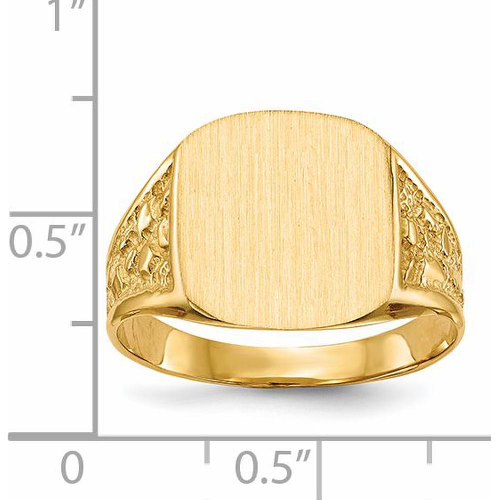 14K Yellow Gold Satin and Polished Men's Signet Ring - Customizable and Engravable by 0
