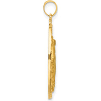 14K Yellow Gold Satin and Polished Miraculous Medal Oval Pendant - Faith Symbol Jewelry by Oro Pregiato
