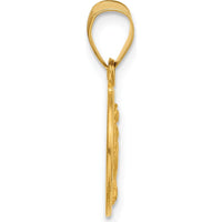 14K Yellow Gold Satin and Polished Miraculous Medal Pendant - 21mm by Oro Pregiato