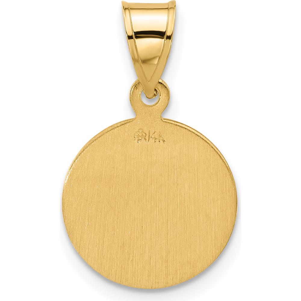 14K Yellow Gold Satin and Polished Miraculous Medal Pendant - 21mm by Oro Pregiato
