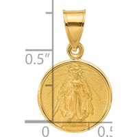 14K Yellow Gold Satin and Polished Miraculous Medal Pendant - 21mm by Oro Pregiato