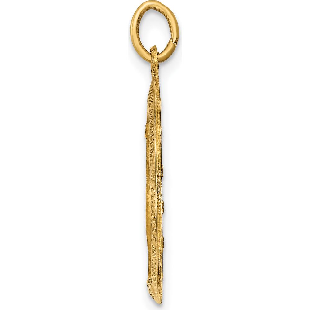 14K Yellow Gold Satin and Polished Miraculous Medal Pendant - 25mm Length by Oro Pregiato