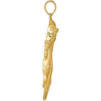 14K Yellow Gold Satin and Polished Panther Pendant - 56mm Length by Oro Pregiato