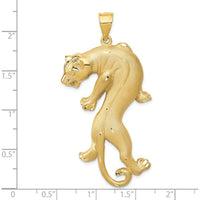 14K Yellow Gold Satin and Polished Panther Pendant - 56mm Length by Oro Pregiato