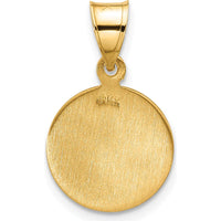 14K Yellow Gold Satin and Polished St. Joseph Medal Round Pendant - 20.6mm Length by Oro Pregiato