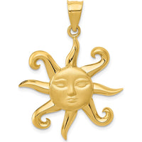 14K Yellow Gold Satin and Polished Sun Pendant - 36mm Length, 27mm Width by Oro Pregiato