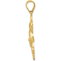 14K Yellow Gold Satin and Polished Sun Pendant - 36mm Length, 27mm Width by Oro Pregiato