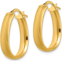 14K Yellow Gold Satin and Polished Teardrop Hoop Earrings - 23mm by 0