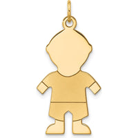 14K Yellow Gold Satin Boy Charm Pendant - 34mm x 15mm by Oro Pregiato