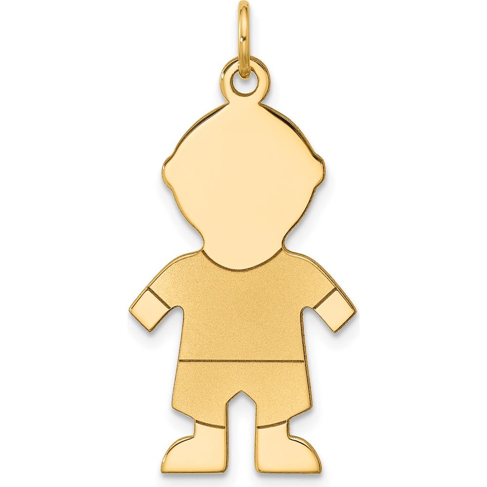 14K Yellow Gold Satin Boy Charm Pendant - 34mm x 15mm by Oro Pregiato