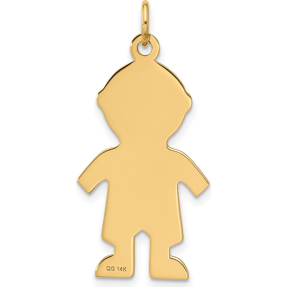 14K Yellow Gold Satin Boy Charm Pendant - 34mm x 15mm by Oro Pregiato