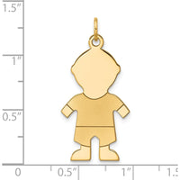 14K Yellow Gold Satin Boy Charm Pendant - 34mm x 15mm by Oro Pregiato