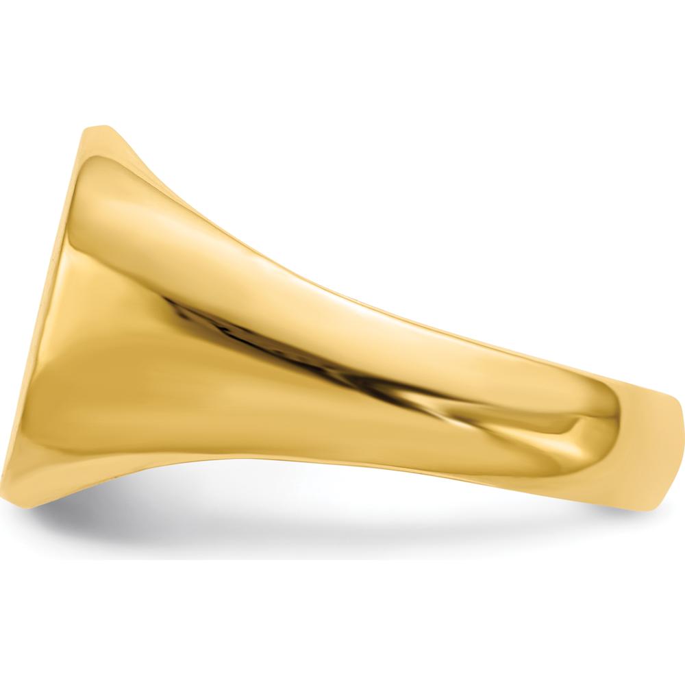 14K Yellow Gold Satin Brushed Signet Ring with Tapered Band - Engravable, 13.5x12.0mm by 0