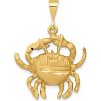 14K Yellow Gold Satin Cancer Zodiac Charm Pendant - 35mm Length by Oro Pregiato