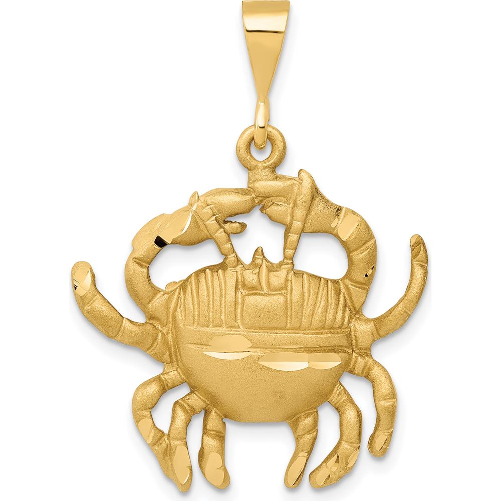 14K Yellow Gold Satin Cancer Zodiac Charm Pendant - 35mm Length by Oro Pregiato
