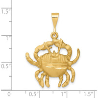 14K Yellow Gold Satin Cancer Zodiac Charm Pendant - 35mm Length by Oro Pregiato