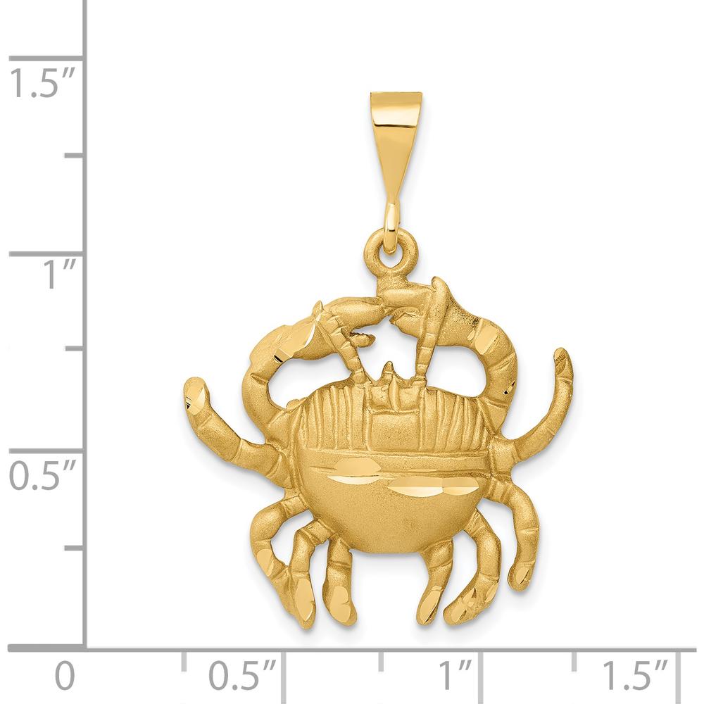 14K Yellow Gold Satin Cancer Zodiac Charm Pendant - 35mm Length by Oro Pregiato