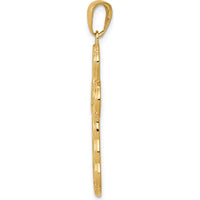 14K Yellow Gold Satin Crucifix Pendant - 38mm Length, Polished Finish by Oro Pregiato