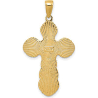 14K Yellow Gold Satin Crucifix Pendant - 38mm Length, Polished Finish by Oro Pregiato