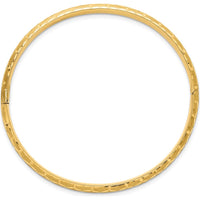 14K Yellow Gold Satin Diamond-Cut 6.20mm Hinged Round Bangle Bracelet - Luxury Statement Design by Oro Pregiato
