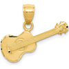 14K Yellow Gold Satin Diamond-Cut Acoustic Guitar Pendant with Brushed Finish by Oro Pregiato