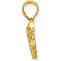 14K Yellow Gold Satin Diamond-Cut Acoustic Guitar Pendant with Brushed Finish by Oro Pregiato