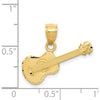 14K Yellow Gold Satin Diamond-Cut Acoustic Guitar Pendant with Brushed Finish by Oro Pregiato