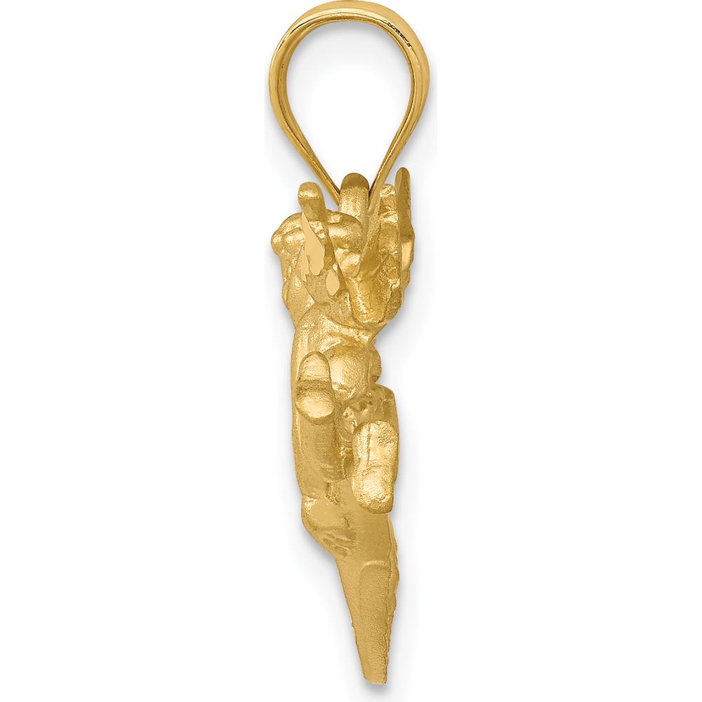 14K Yellow Gold Satin Diamond-Cut Angels with Heart Pendant - 22mm x 30mm by Oro Pregiato
