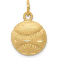 14K Yellow Gold Satin Diamond-Cut Baseball Charm - 20mm by Oro Pregiato
