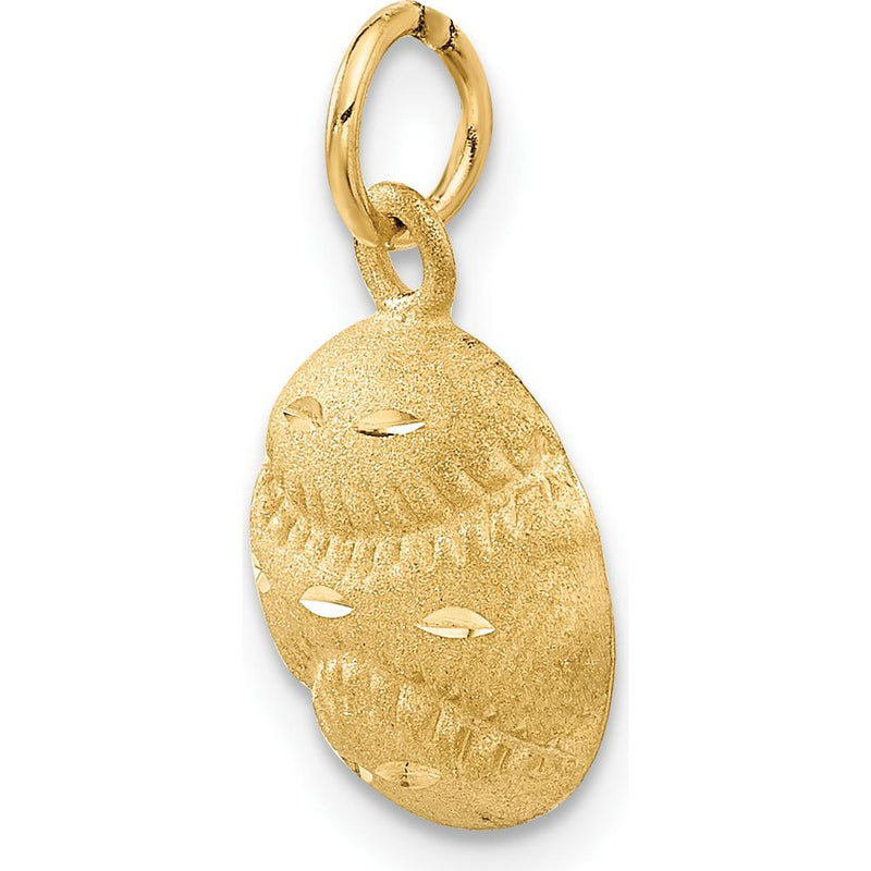 14K Yellow Gold Satin Diamond-Cut Baseball Charm - 20mm by Oro Pregiato