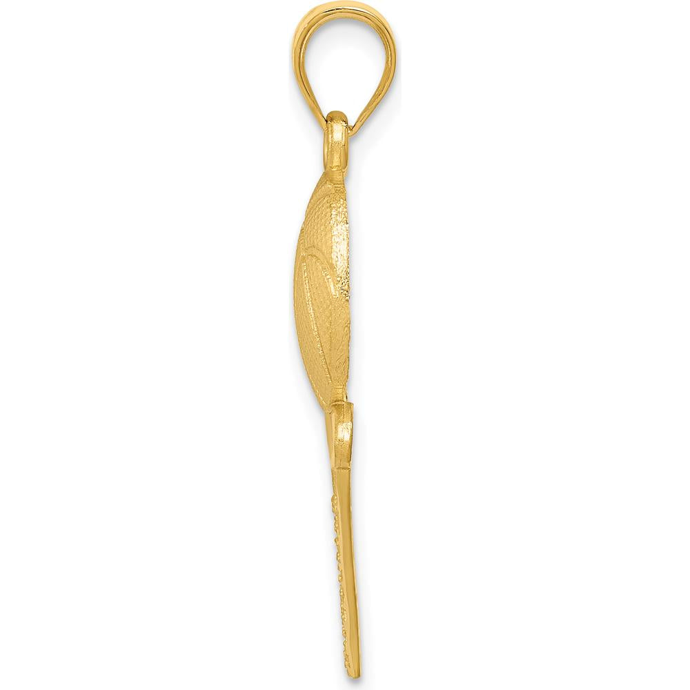 14K Yellow Gold Satin Diamond-Cut Basketball and Net Pendant - 33mm by Oro Pregiato