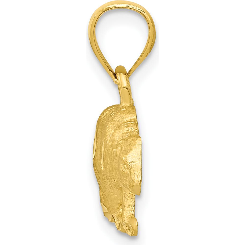 14K Yellow Gold Satin Diamond-cut Bear Pendant - 17mm Length by Oro Pregiato