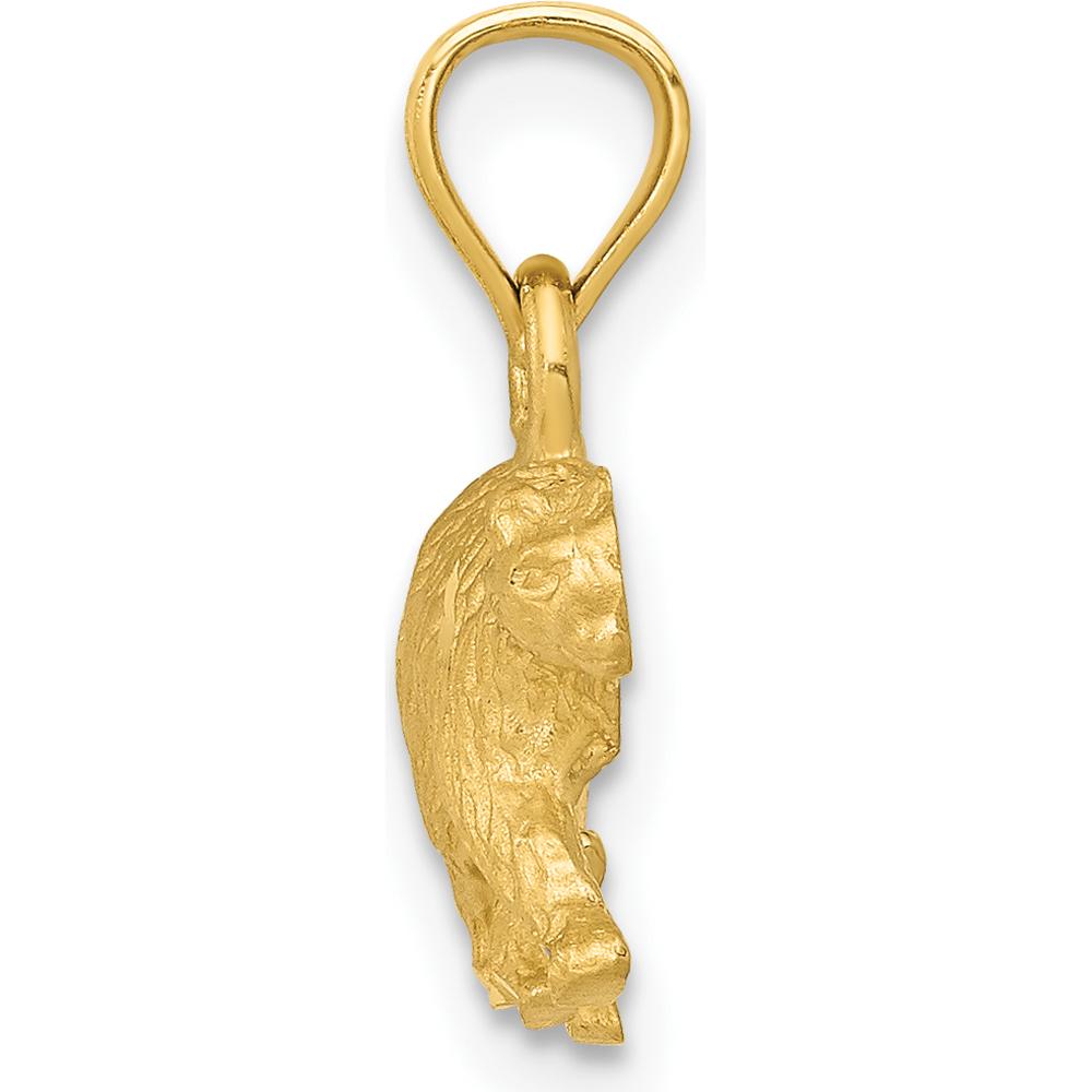 14K Yellow Gold Satin Diamond-Cut Bear Pendant - 9.5mm x 15mm by Oro Pregiato