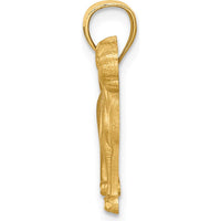 14K Yellow Gold Satin Diamond-Cut Boxer Dog Pendant by Oro Pregiato