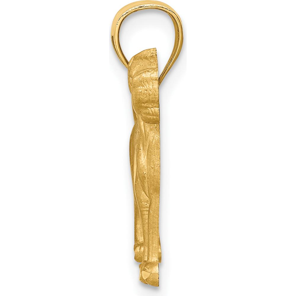 14K Yellow Gold Satin Diamond-Cut Boxer Dog Pendant by Oro Pregiato