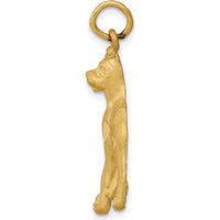 14K Yellow Gold Satin Diamond-Cut Boxer Dog Pendant Charm - 30mm Length by Oro Pregiato